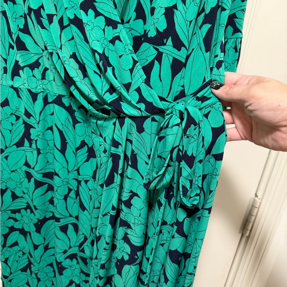 London Times Teal/Greenish and Navy Floral Dress - Picture 5 of 8